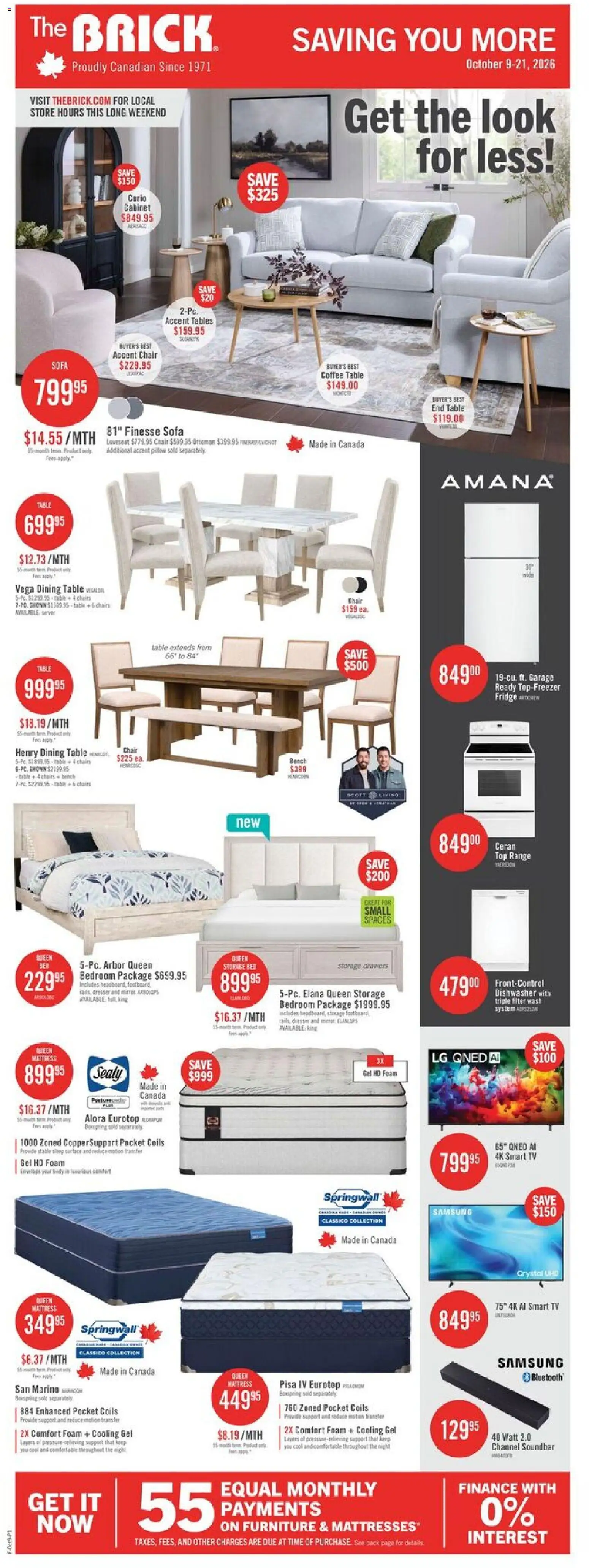 The Brick weekly flyer / circulaire - page 1- valid from Oct 9, 2026