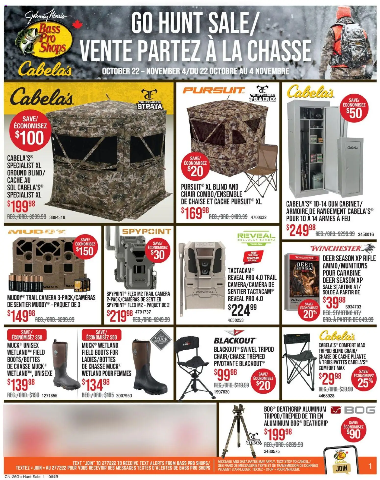 Cabelas weekly flyer / circulaire - page 1- valid from Oct 22, 2026