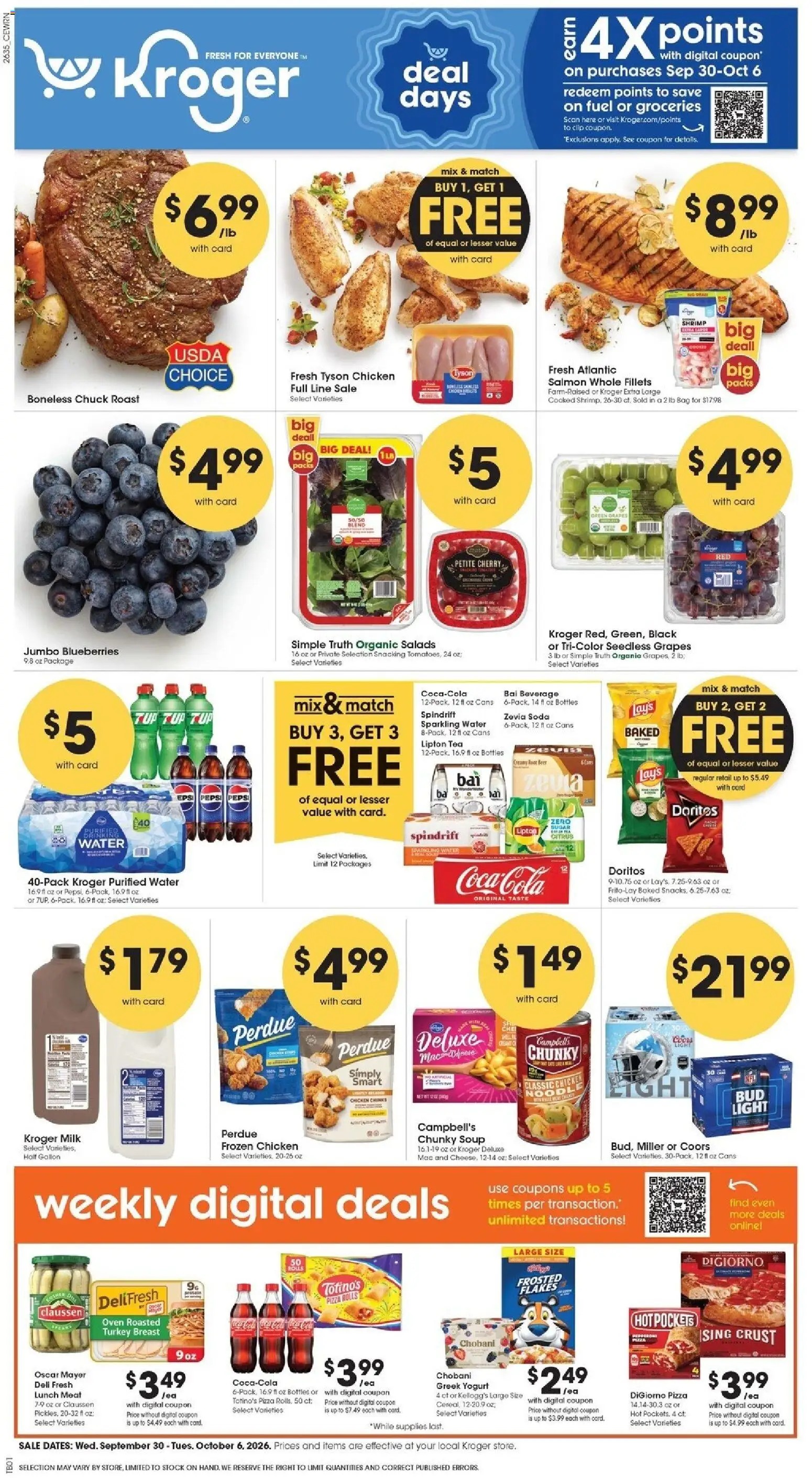 Kroger Weekly Ad - page 1- valid from 09/30/2026