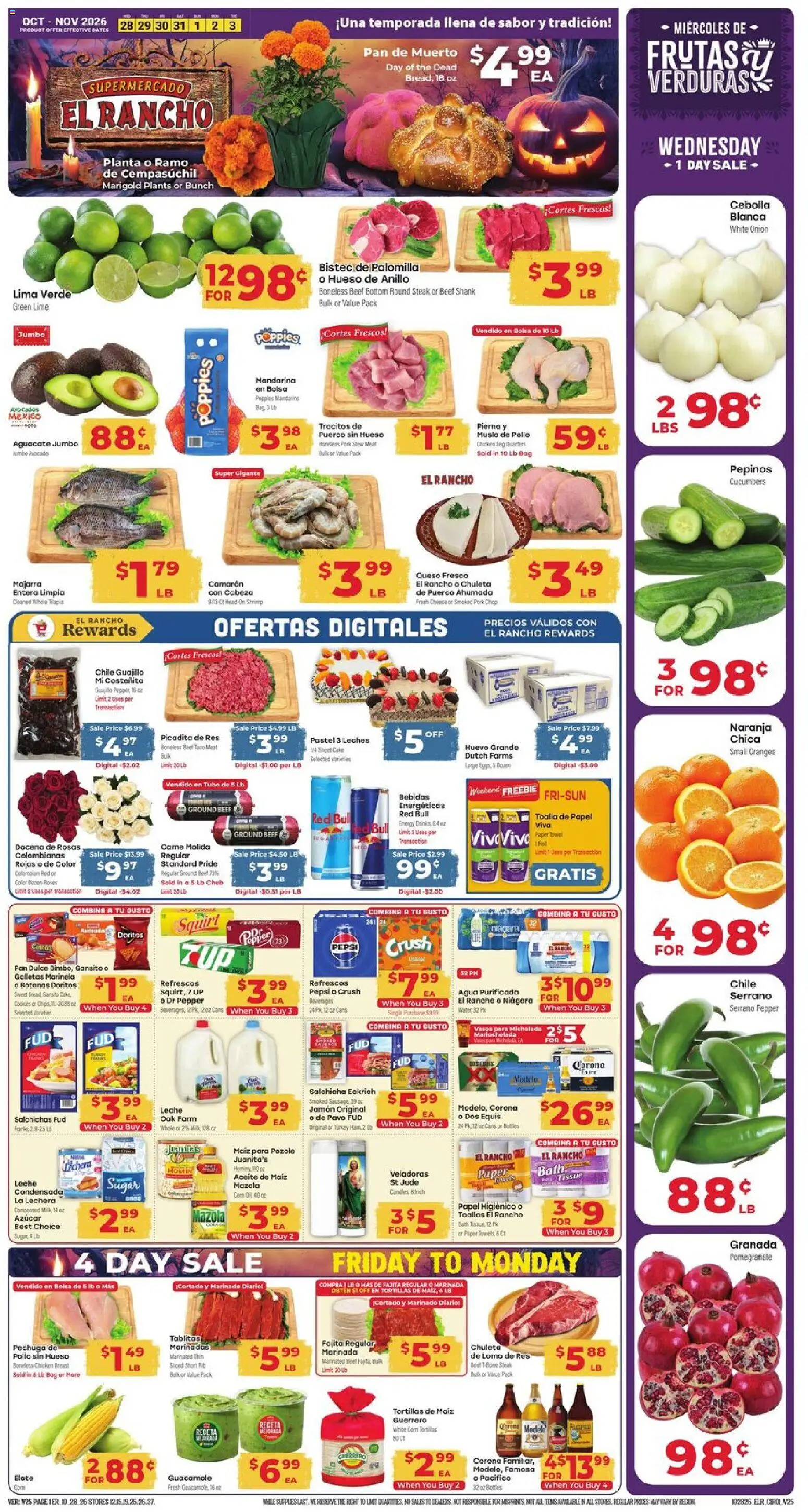 El Rancho Weekly Ad - page 1- valid from 10/28/2026