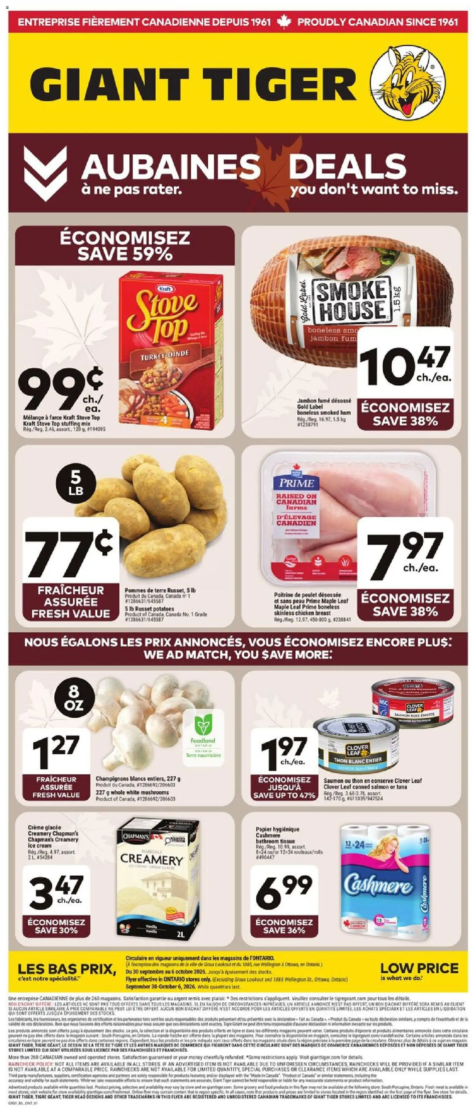 Giant Tiger weekly flyer / circulaire - page 1- valid from Sep 30, 2026