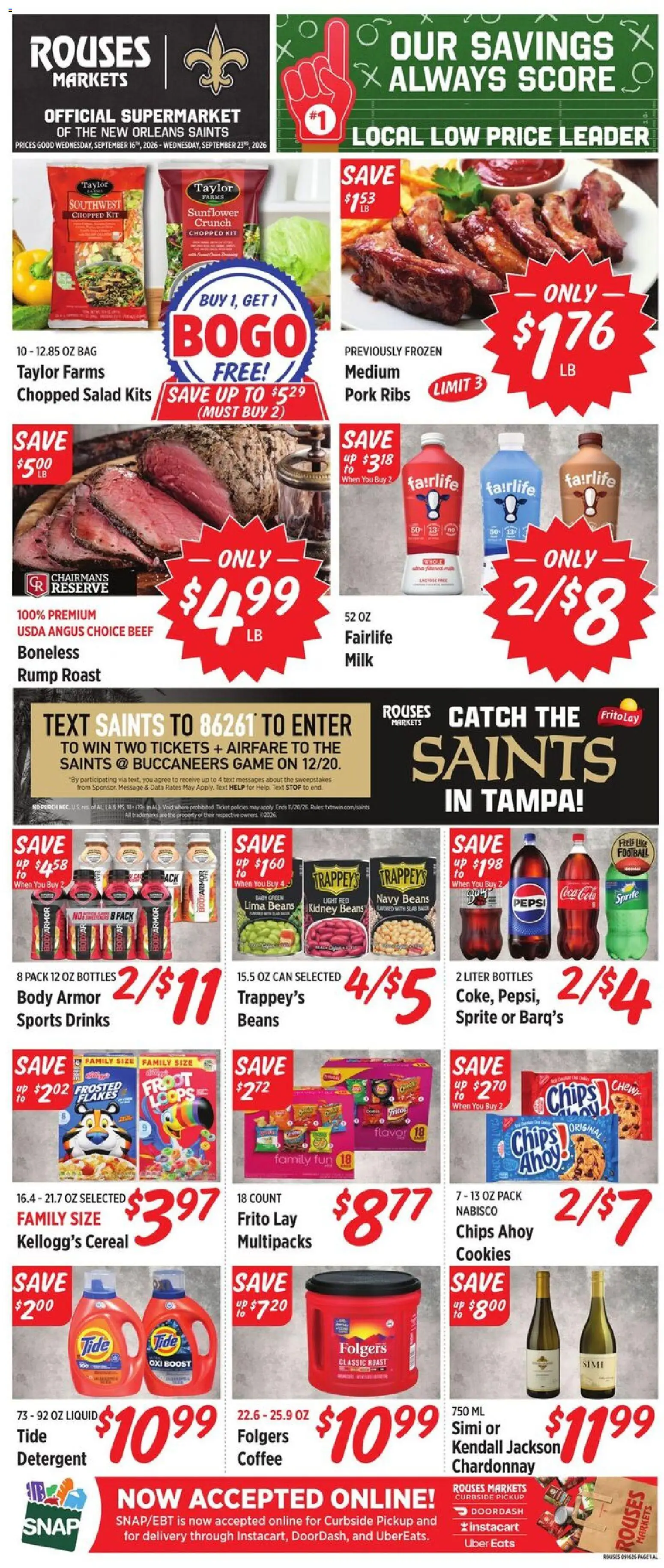 Rouses Weekly Ad - page 1- valid from 09/16/2026