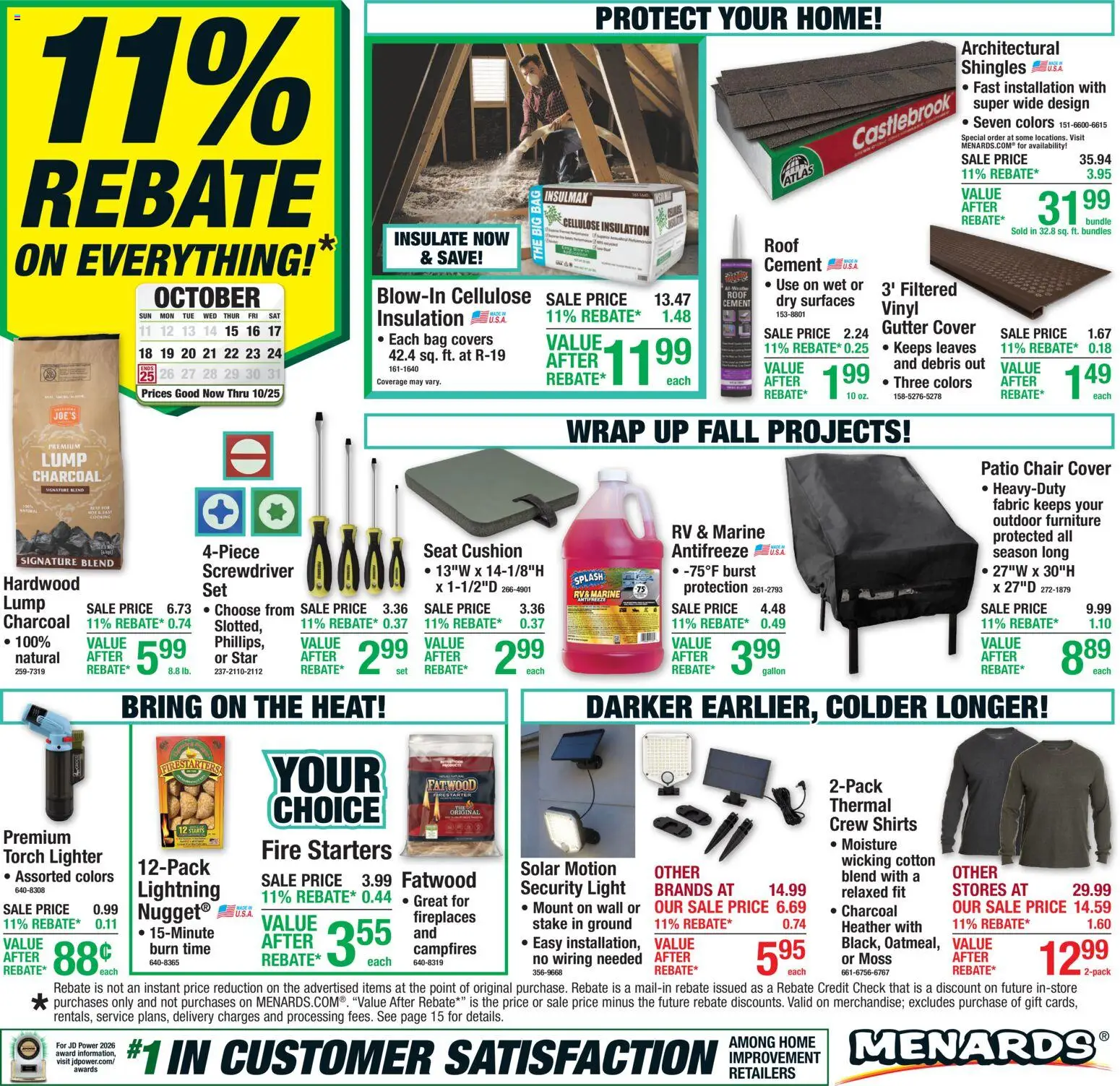 Menards Weekly Ad - page 1- valid from 10/15/2026
