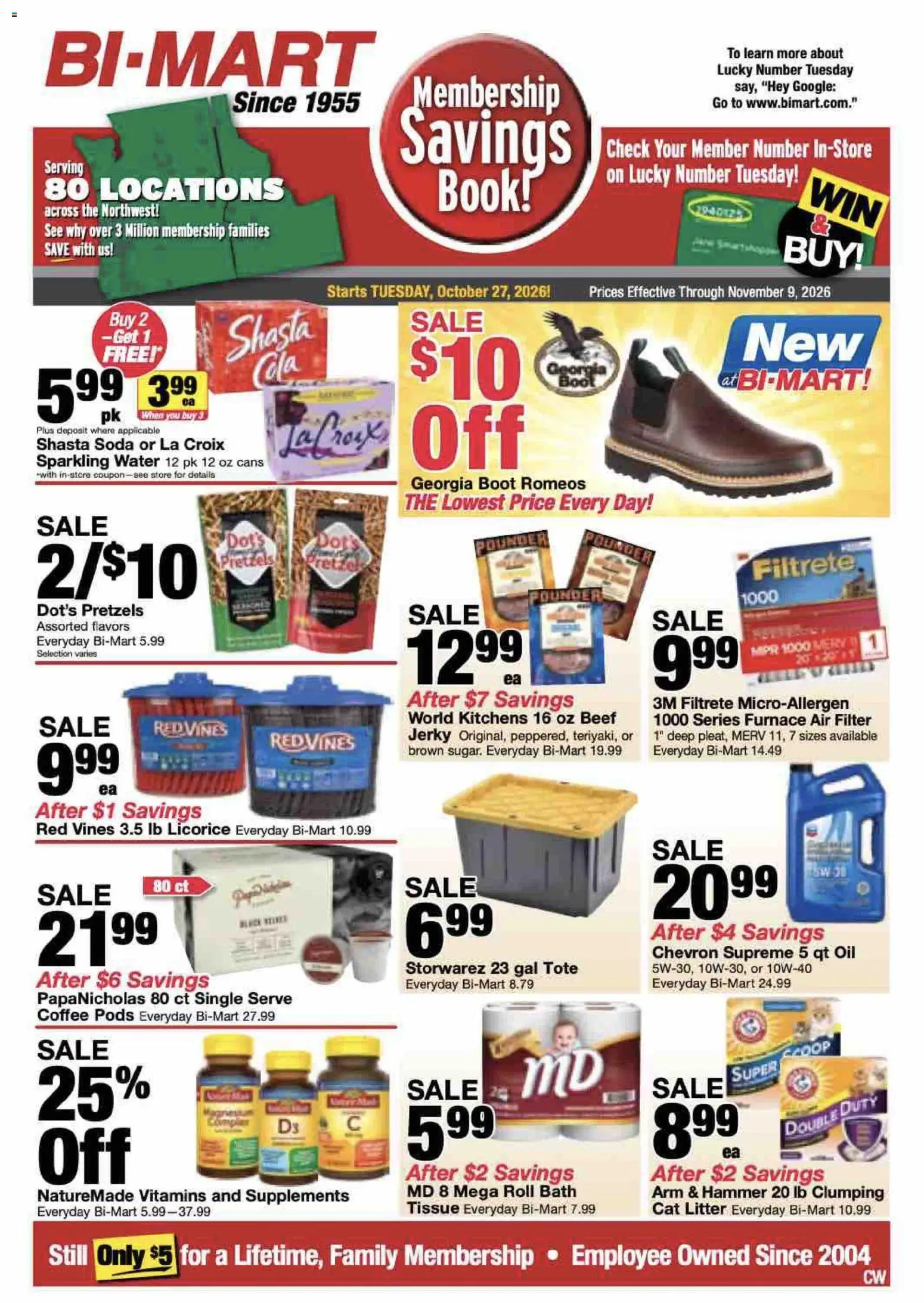 Bi-Mart Weekly Ad - page 1- valid from 10/27/2026