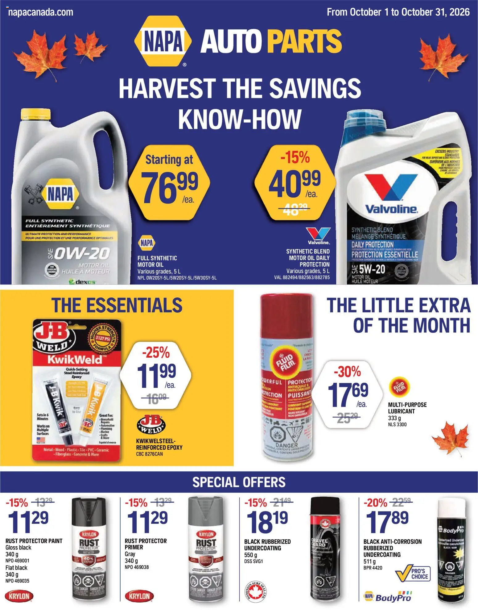 NAPA Auto Parts weekly flyer - page 1- valid from Oct 1, 2026