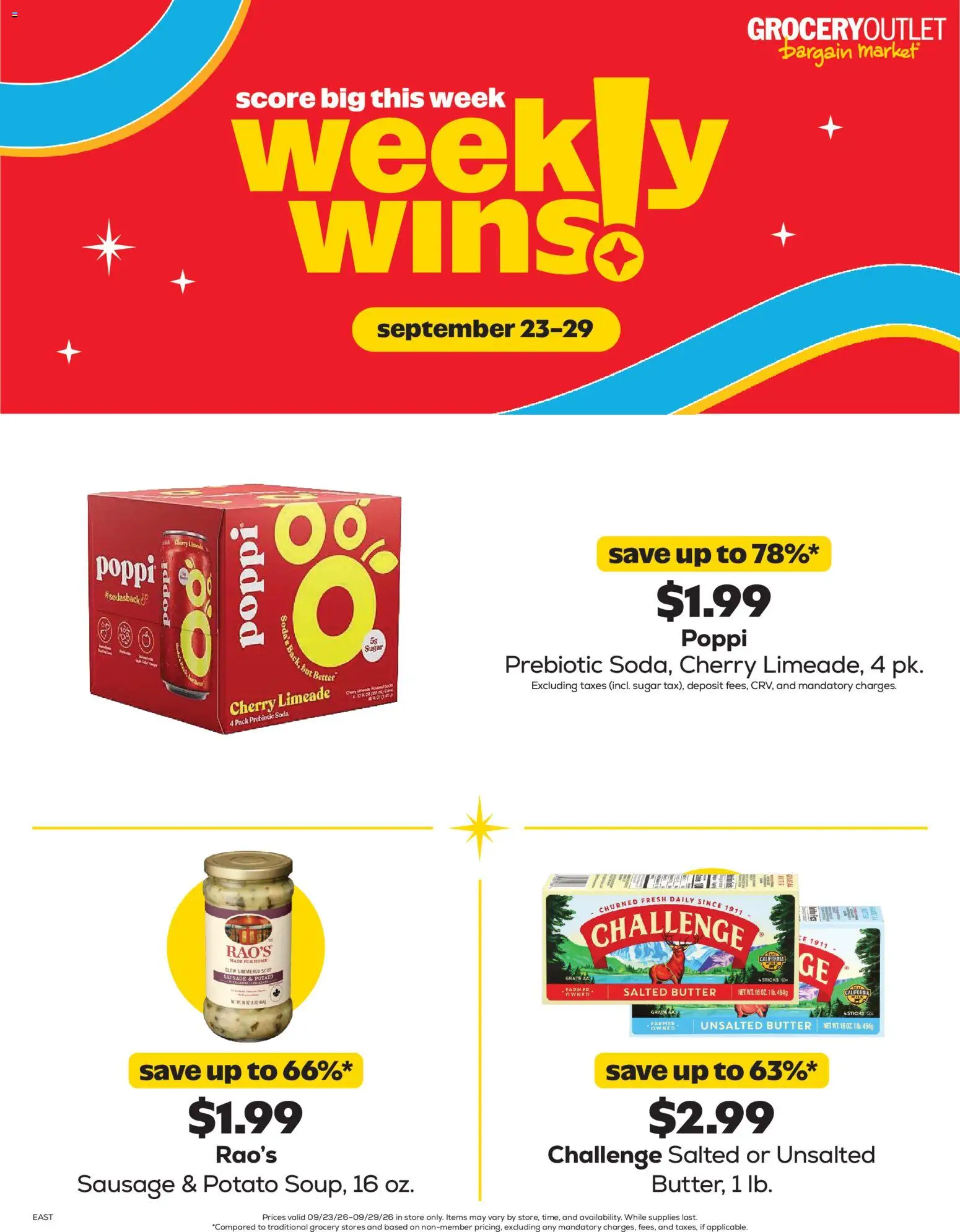 Grocery Outlet Weekly Ad - page 1- valid from 09/23/2026