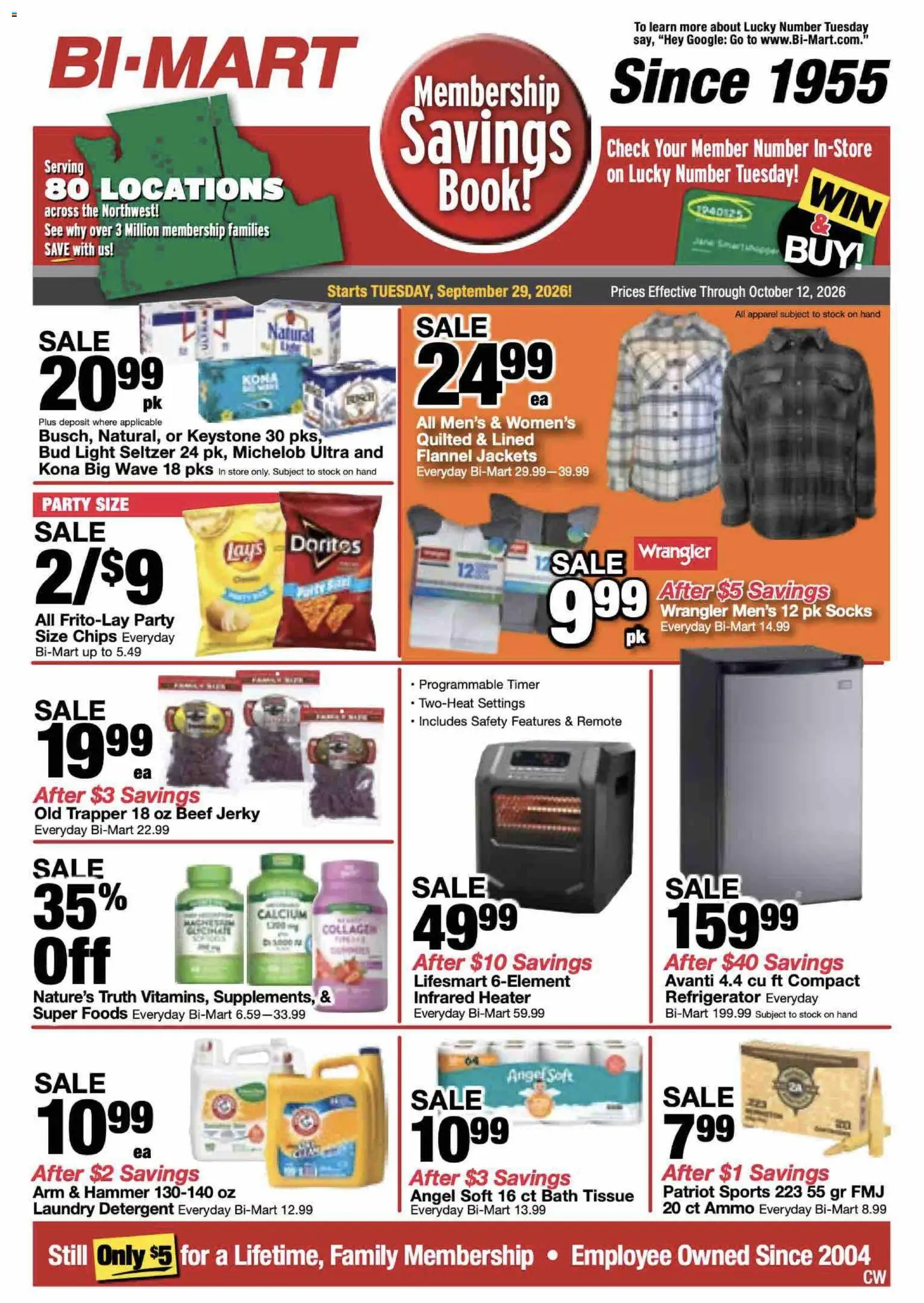 Bi-Mart Weekly Ad - page 1- valid from 09/29/2026