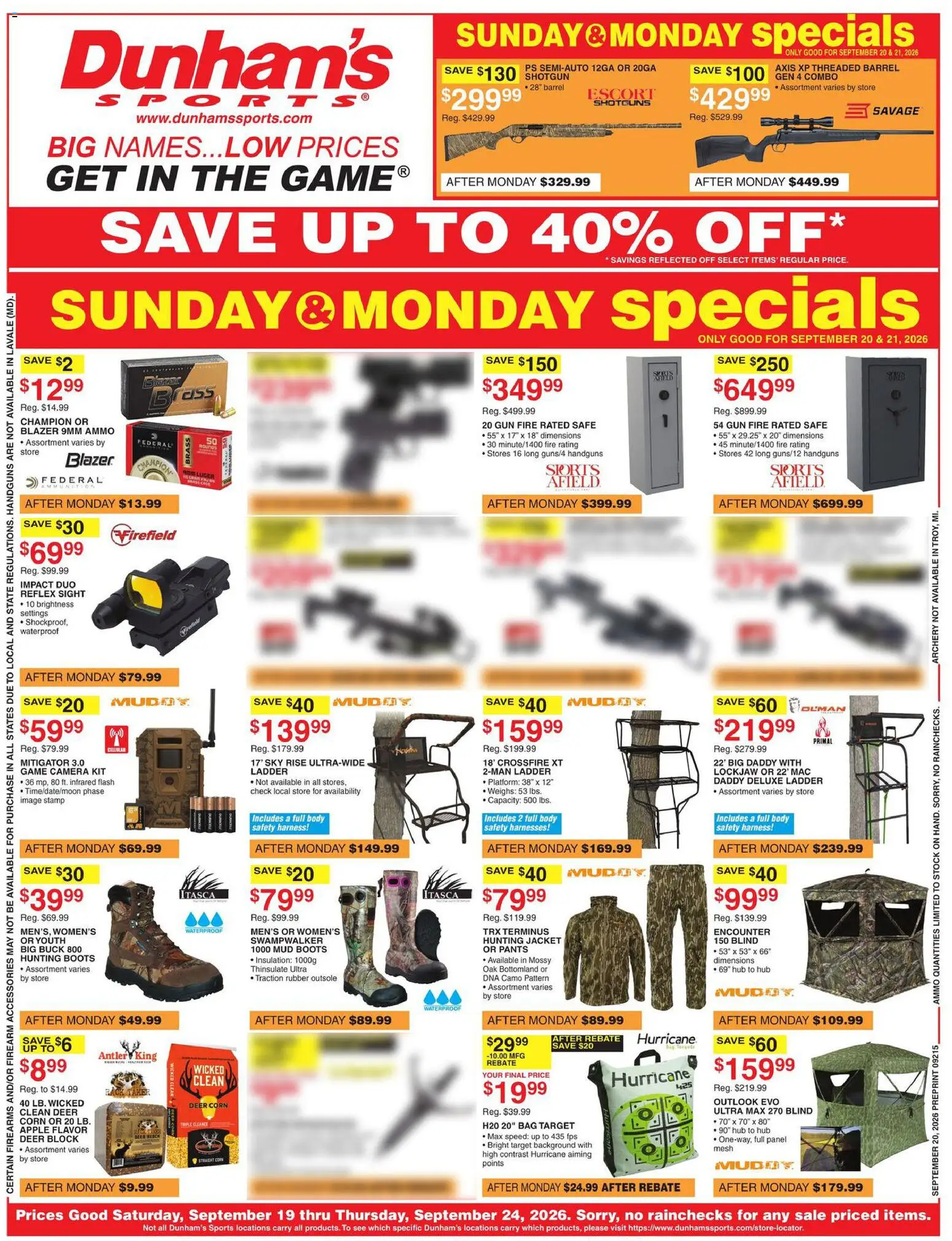 Dunham's Sports Weekly Ad - page 1- valid from 09/19/2026