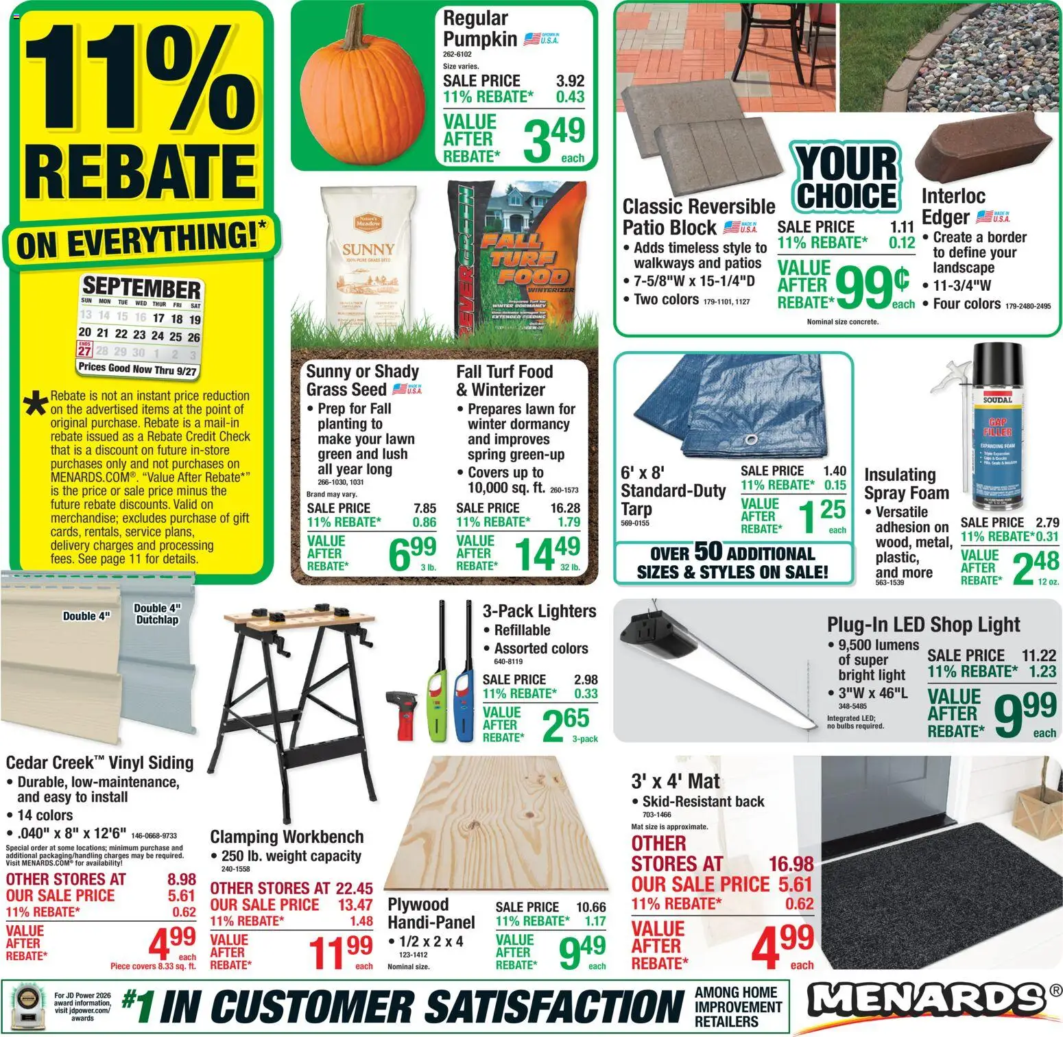 Menards Weekly Ad - page 1- valid from 09/17/2026