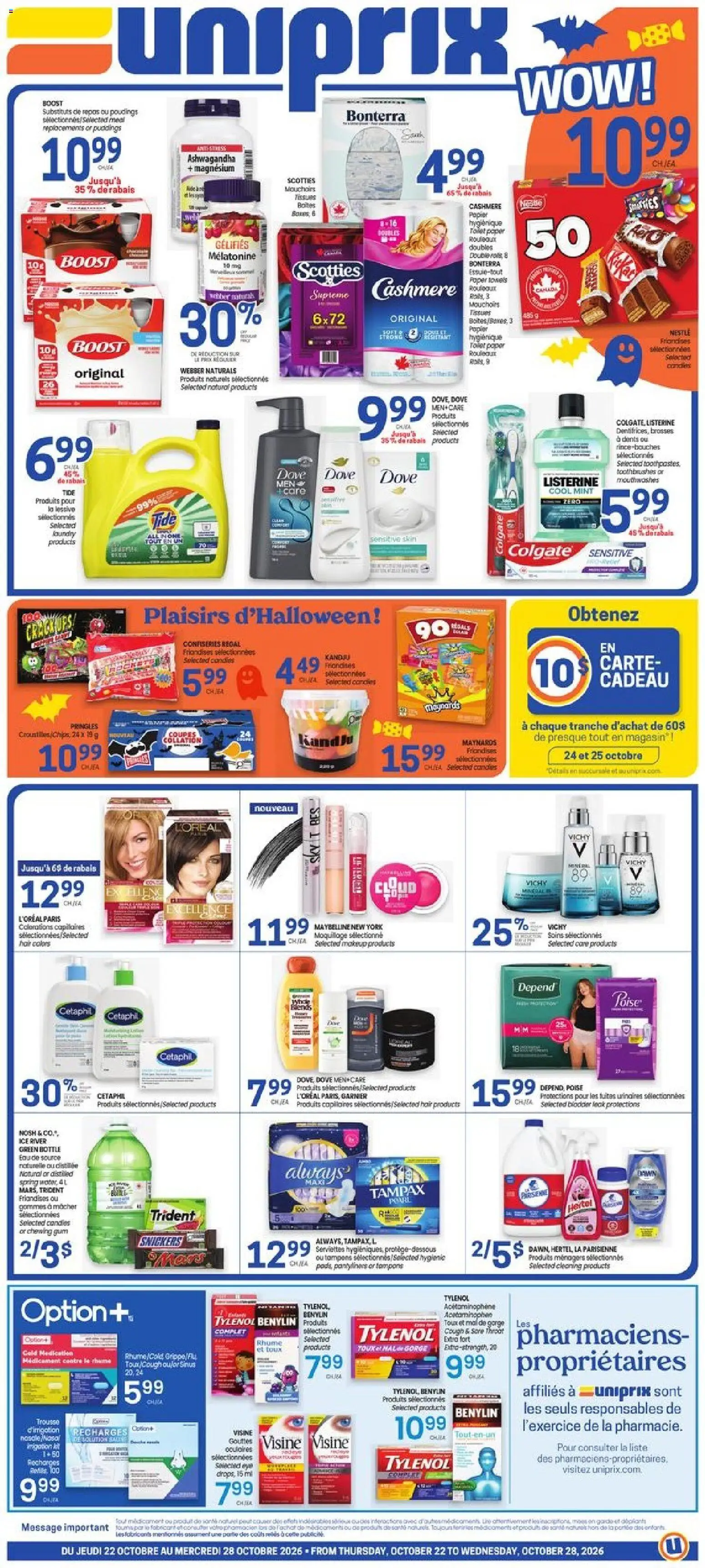 Uniprix weekly flyer / circulaire - page 1- valid from Oct 22, 2026
