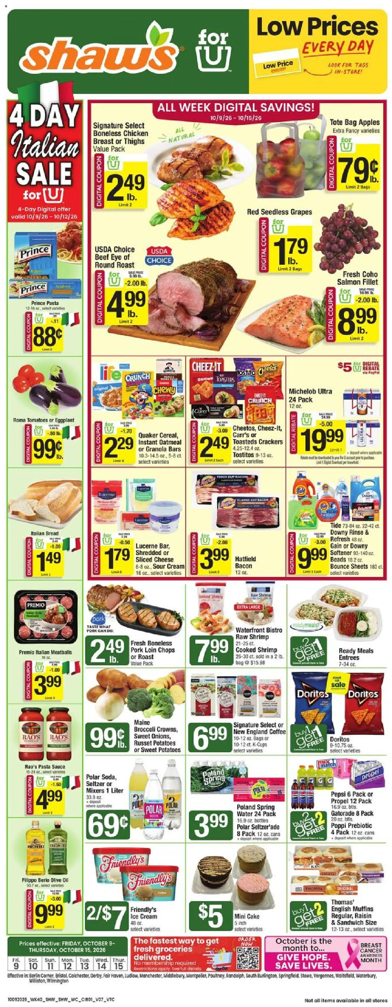 Shaw's Weekly Ad - page 1- valid from 10/09/2026