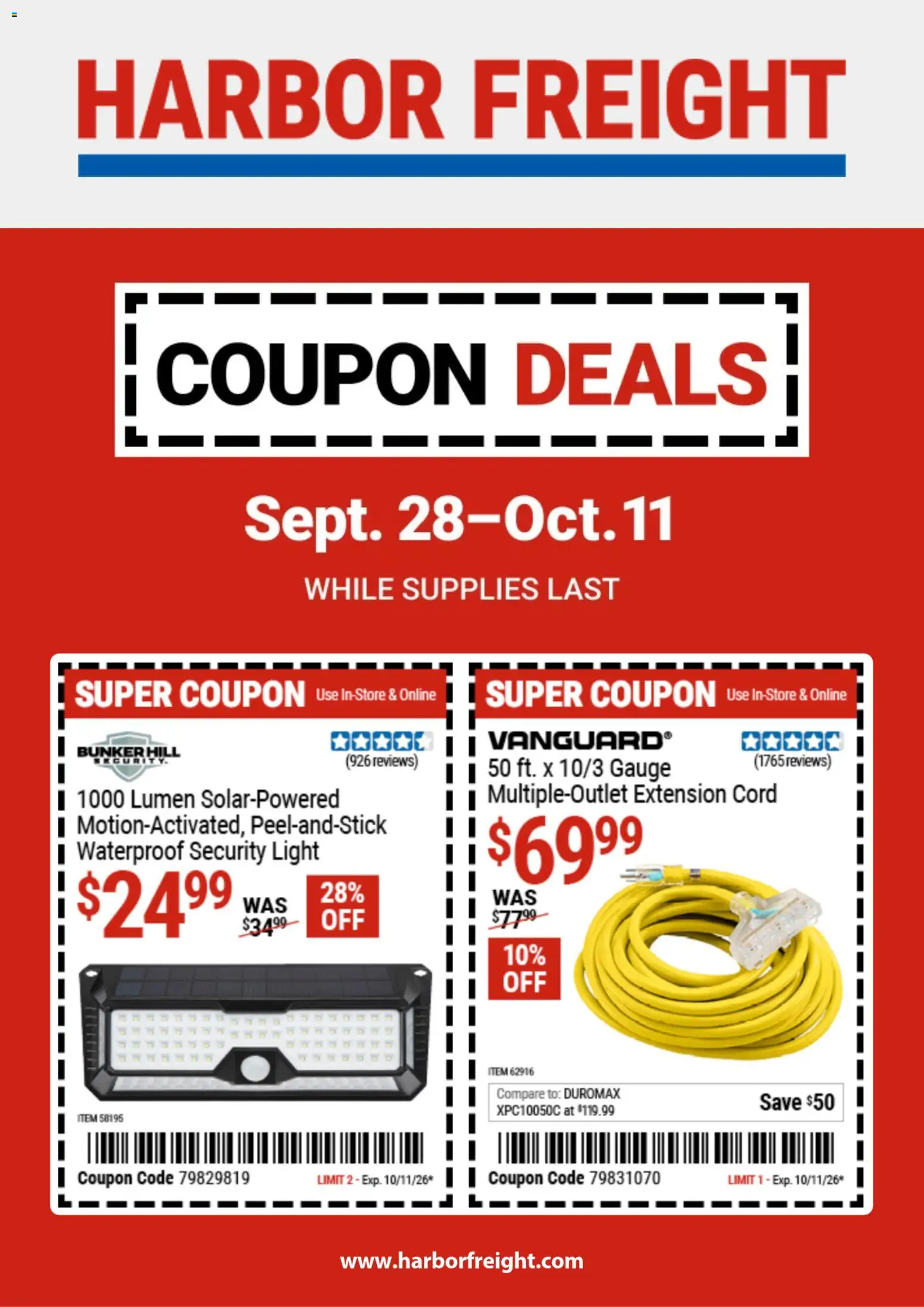 Harbor Freight Weekly Ad - page 1- valid from 09/28/2026