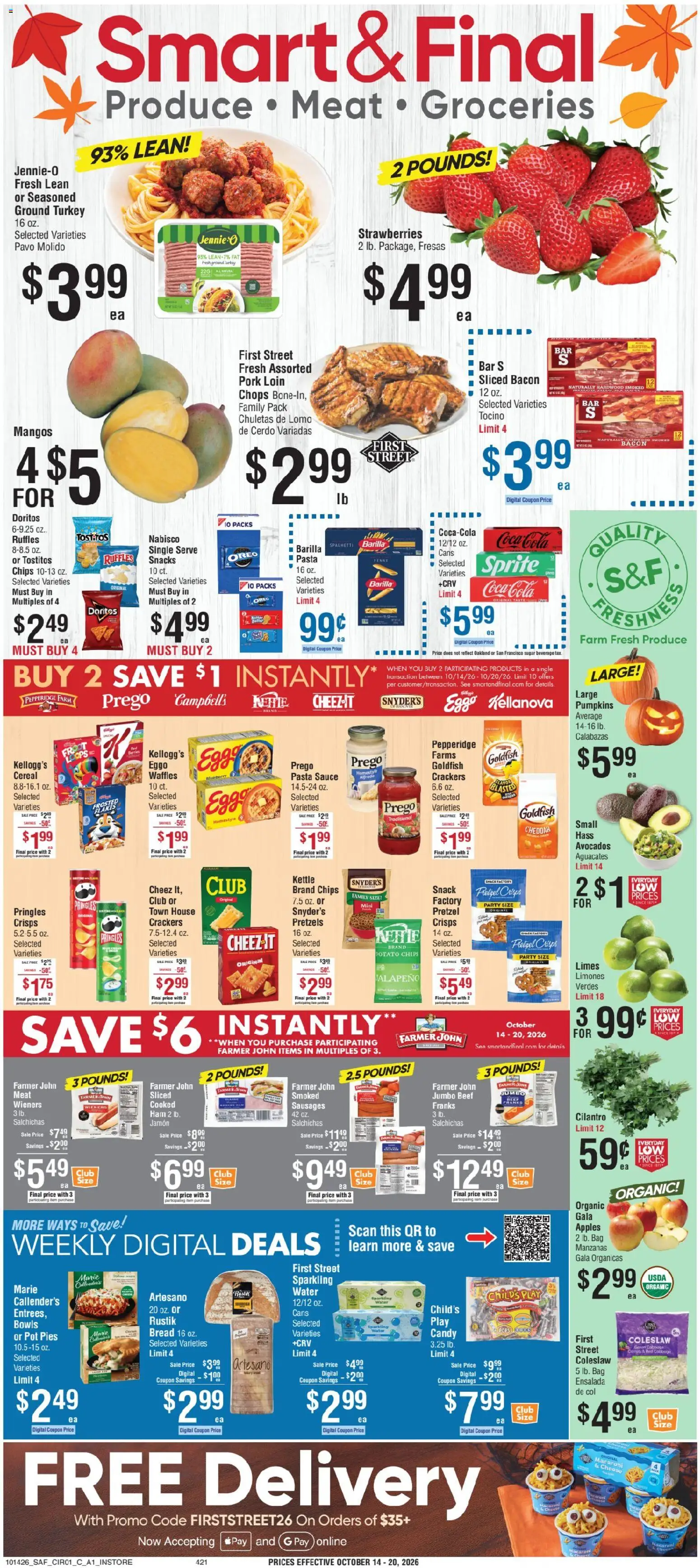 Smart & Final Weekly Ad - page 1- valid from 10/14/2026