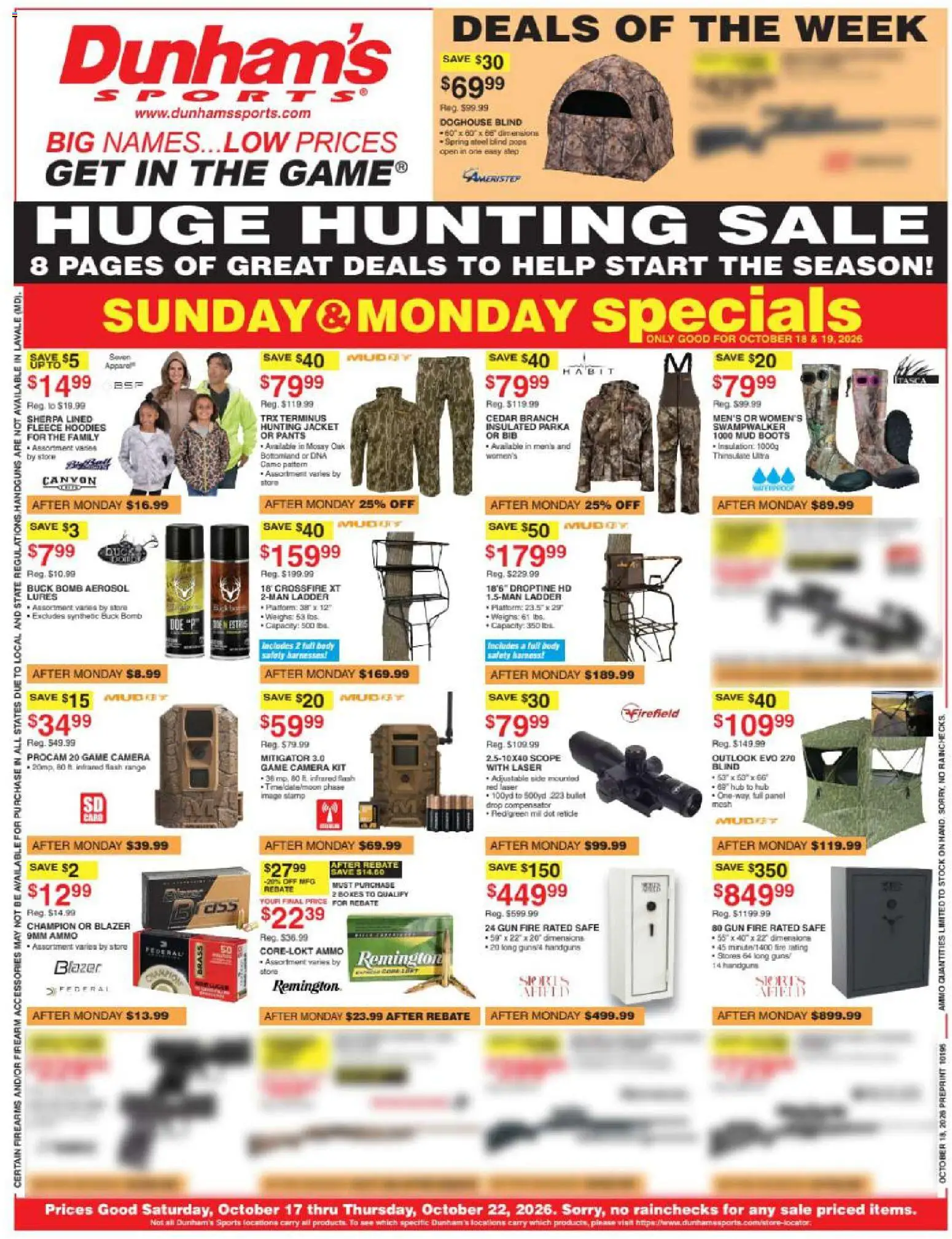 Dunham's Sports Weekly Ad - page 1- valid from 10/16/2026