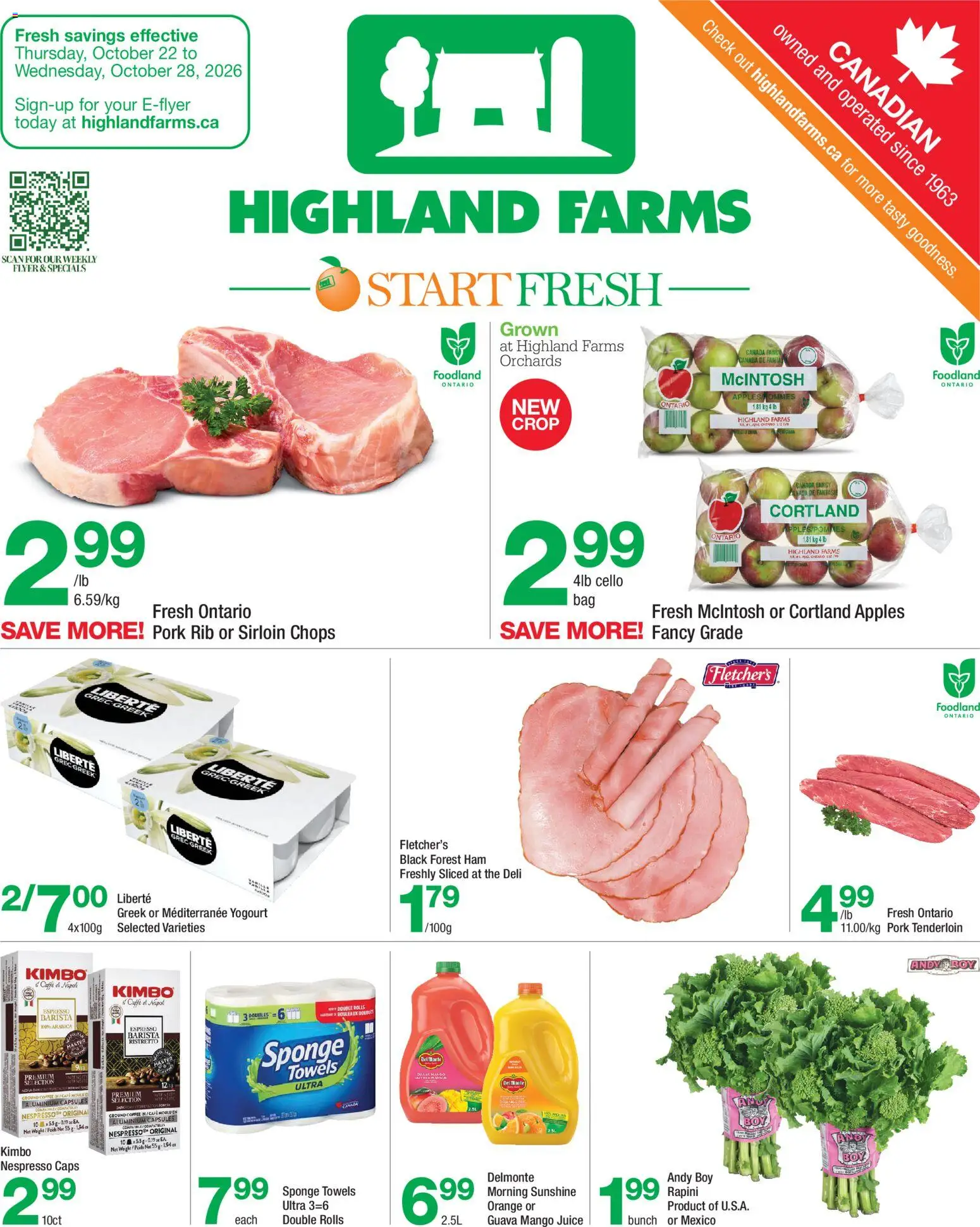 Highland Farms weekly flyer / circulaire - page 1- valid from Oct 22, 2026