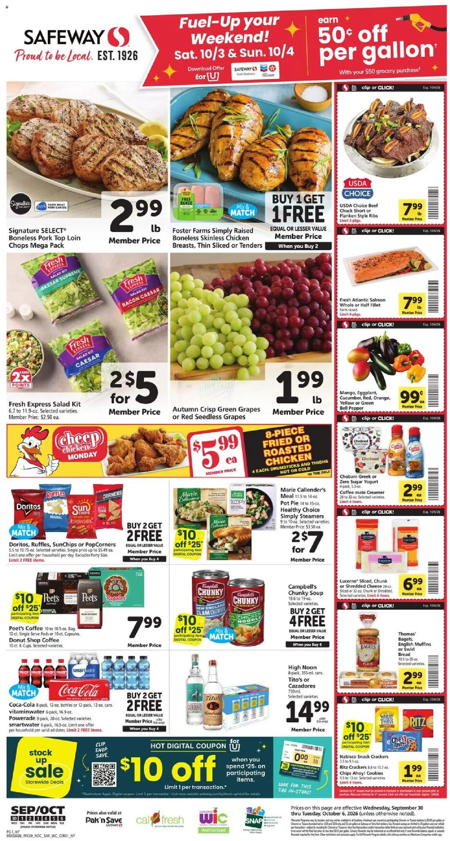 Safeway Weekly Ad - page 1- valid from 09/30/2026