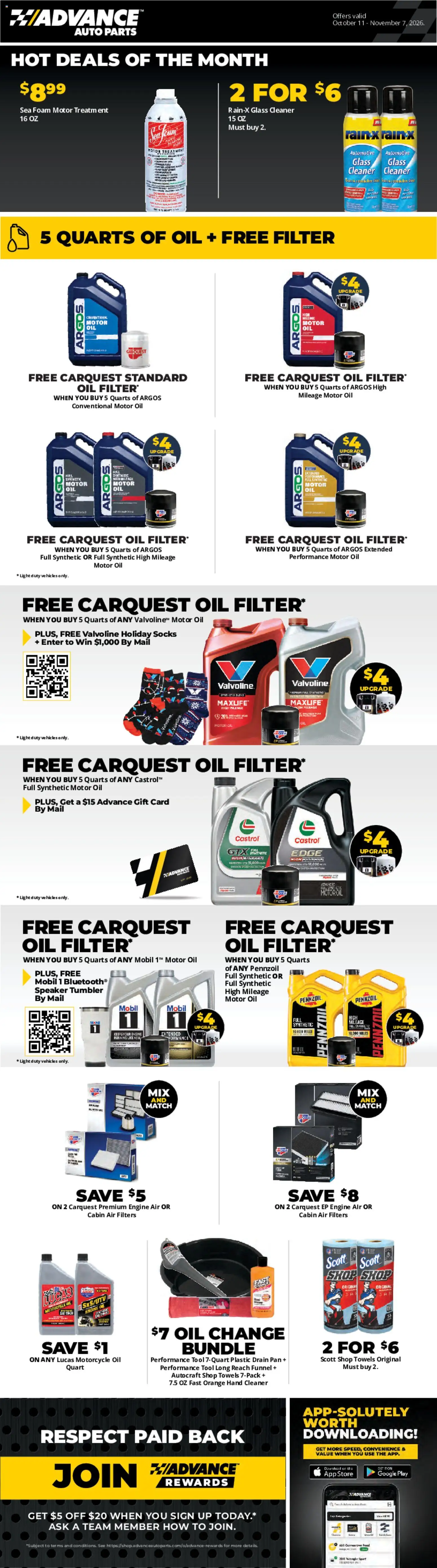 Advance Auto Parts Weekly Ad - page 1- valid from 10/11/2026