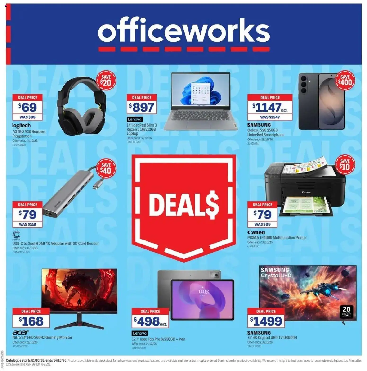 Officeworks catalogue - page 1- valid from 01/10/2026
