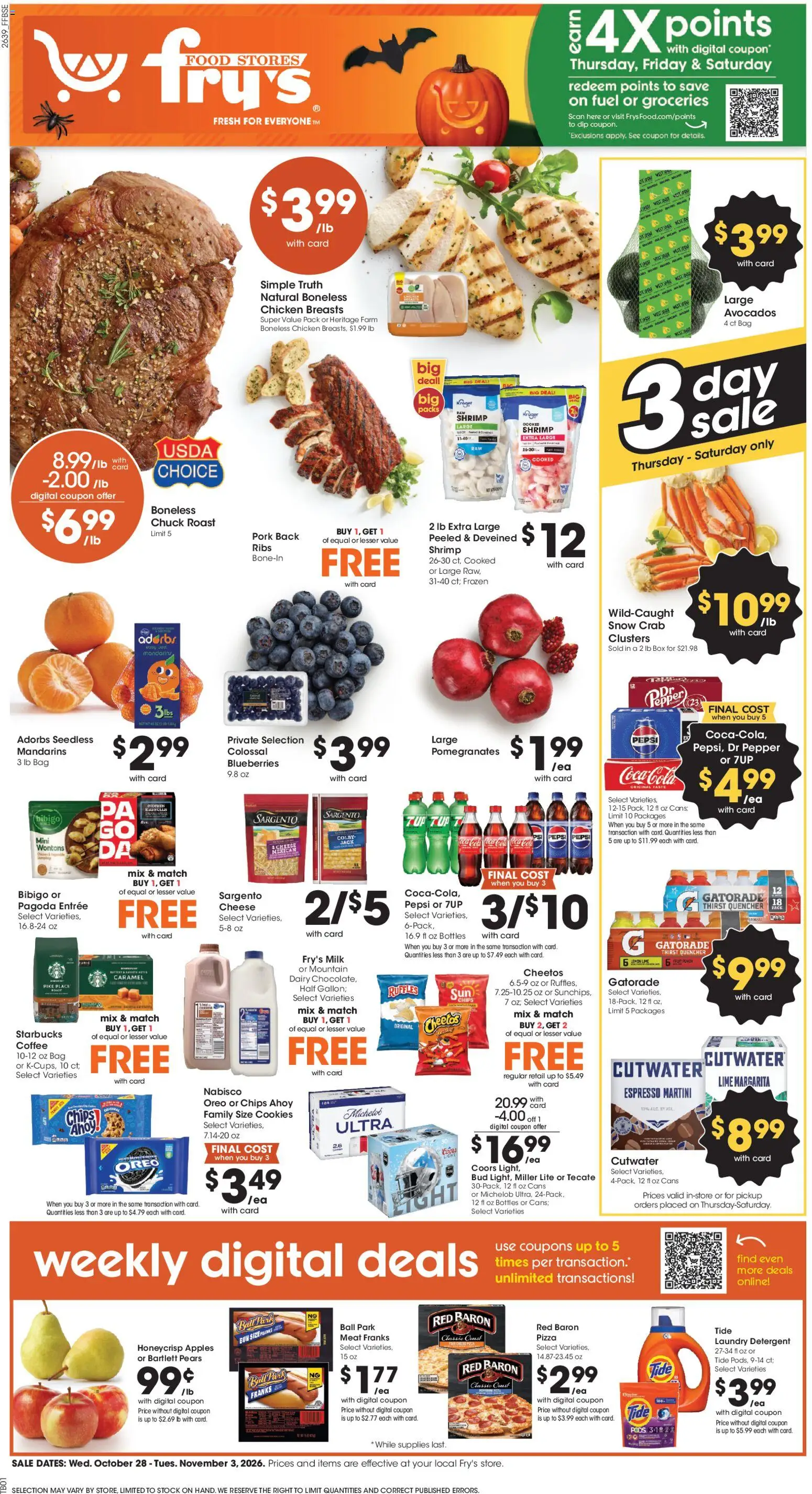 Fry's Food Weekly Ad - page 1- valid from 10/28/2026