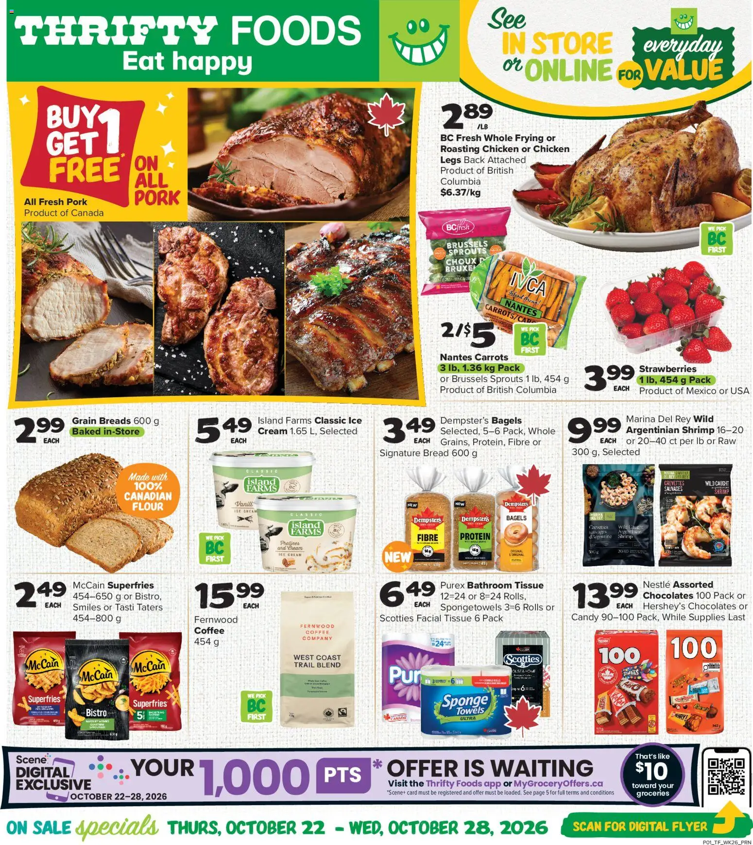 Thrifty Foods weekly flyer / circulaire - page 1- valid from Oct 22, 2026
