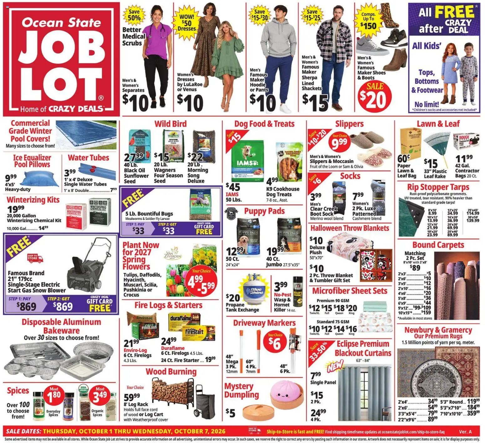 Ocean State Job Lot Weekly Ad - page 1- valid from 10/01/2026