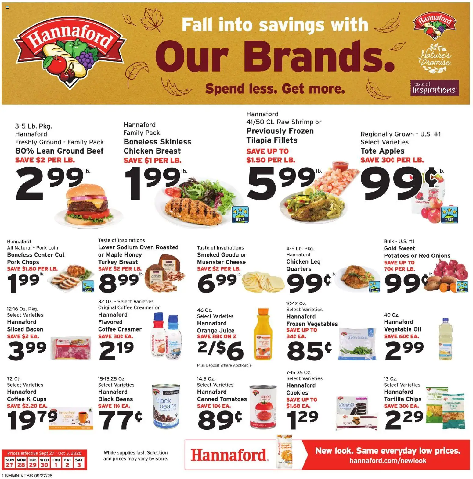 Hannaford Weekly Ad - page 1- valid from 09/27/2026