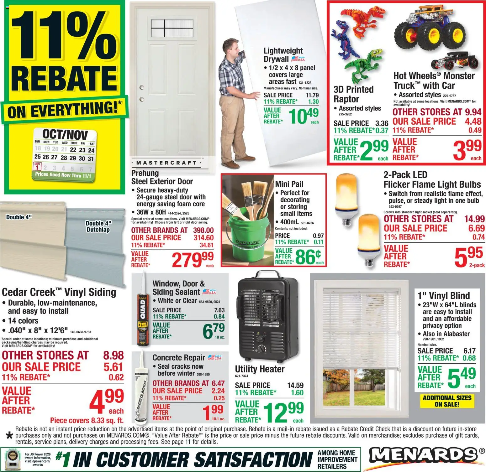 Menards Weekly Ad - page 1- valid from 10/22/2026