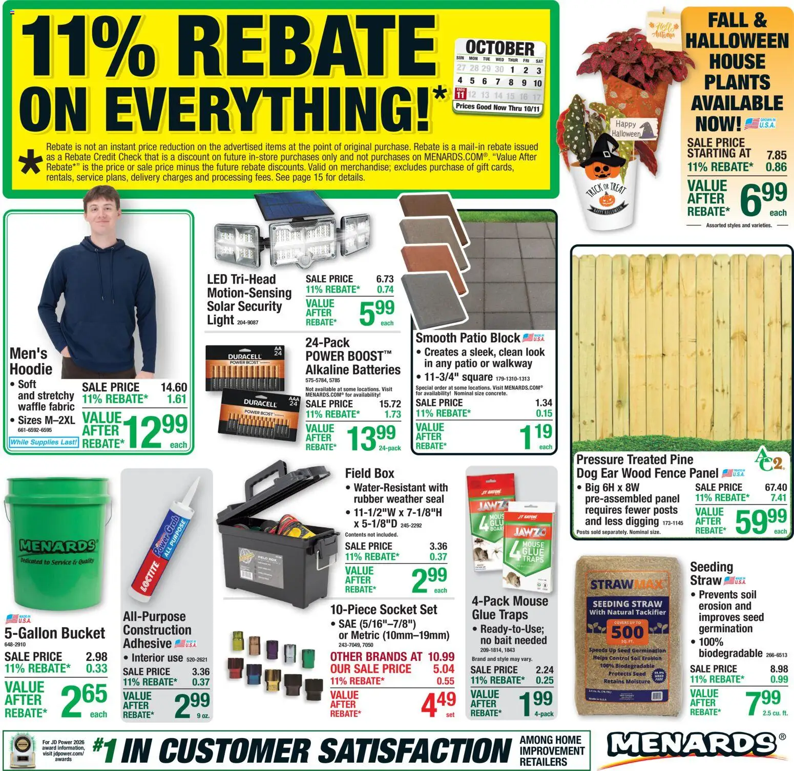 Menards Weekly Ad - page 1- valid from 10/01/2026