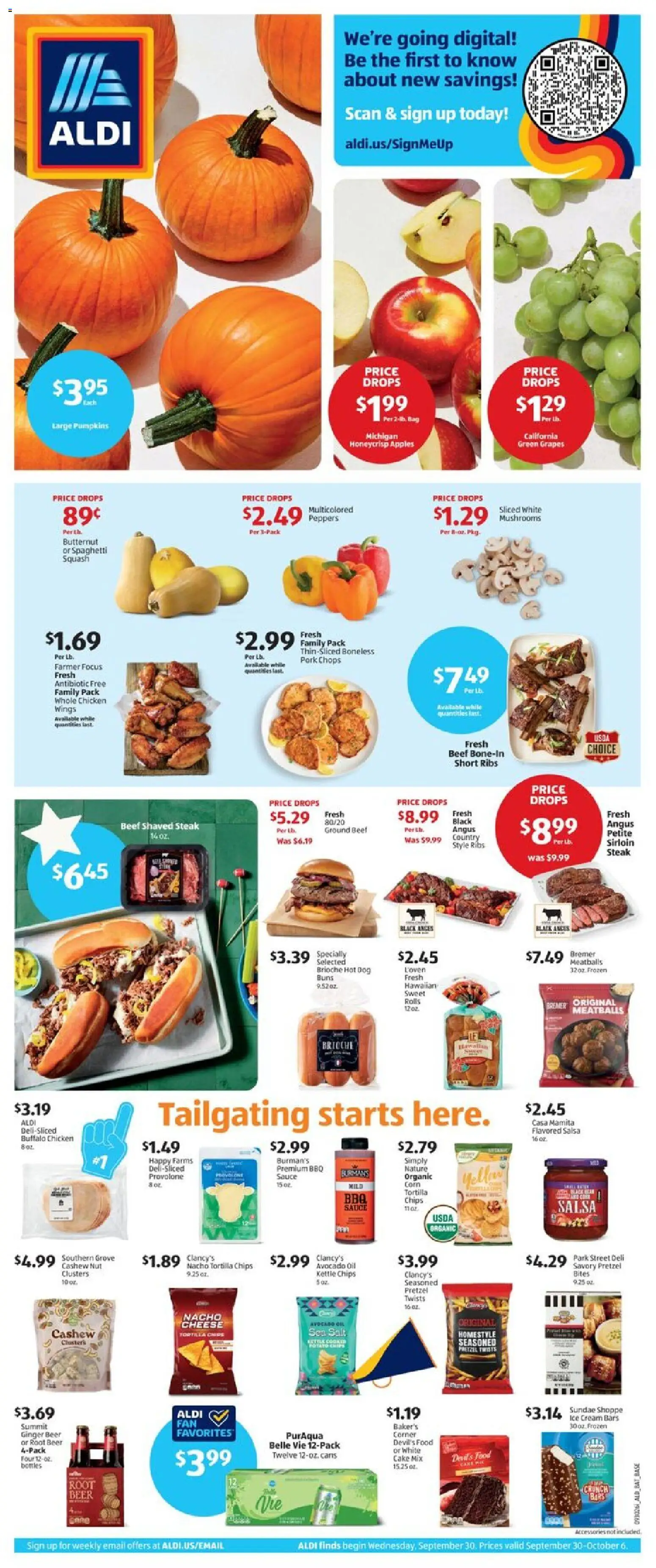 Aldi Weekly Ad - page 1- valid from 09/30/2026